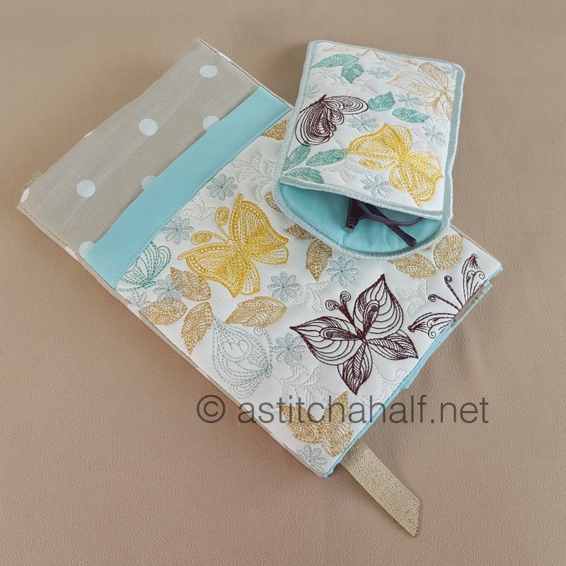 Fly Away Butterflies with Adjustable Book Cover and Eyeglass Case
