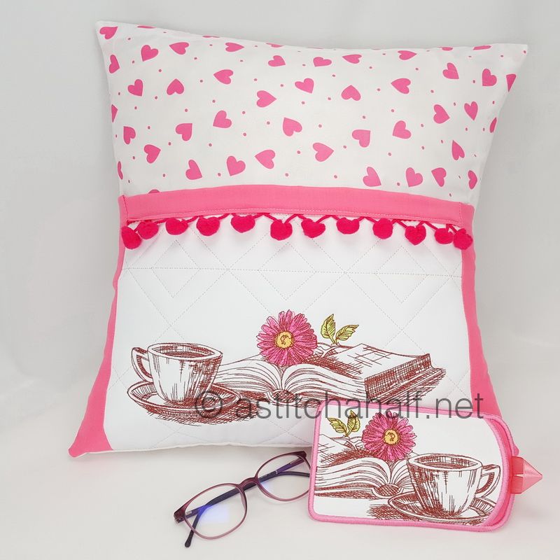 Hug in a Mug Reading Pillow and Eyeglass Case - a-stitch-a-half