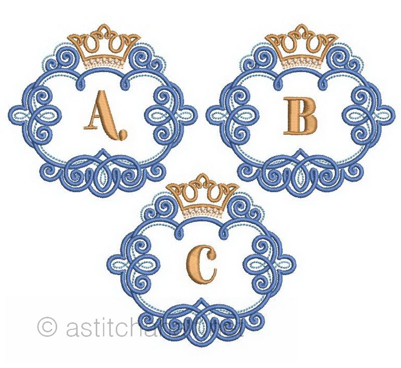 The Crown Monogram Letters A through Z - a-stitch-a-half