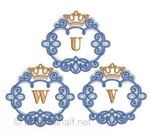 The Crown Monogram Letters A through Z - a-stitch-a-half