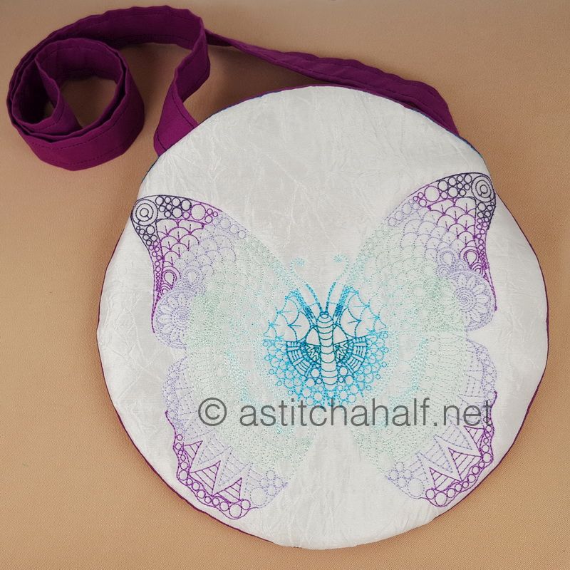 Mega Butterfly Mandala Round Cross Body Bag - a-stitch-a-half