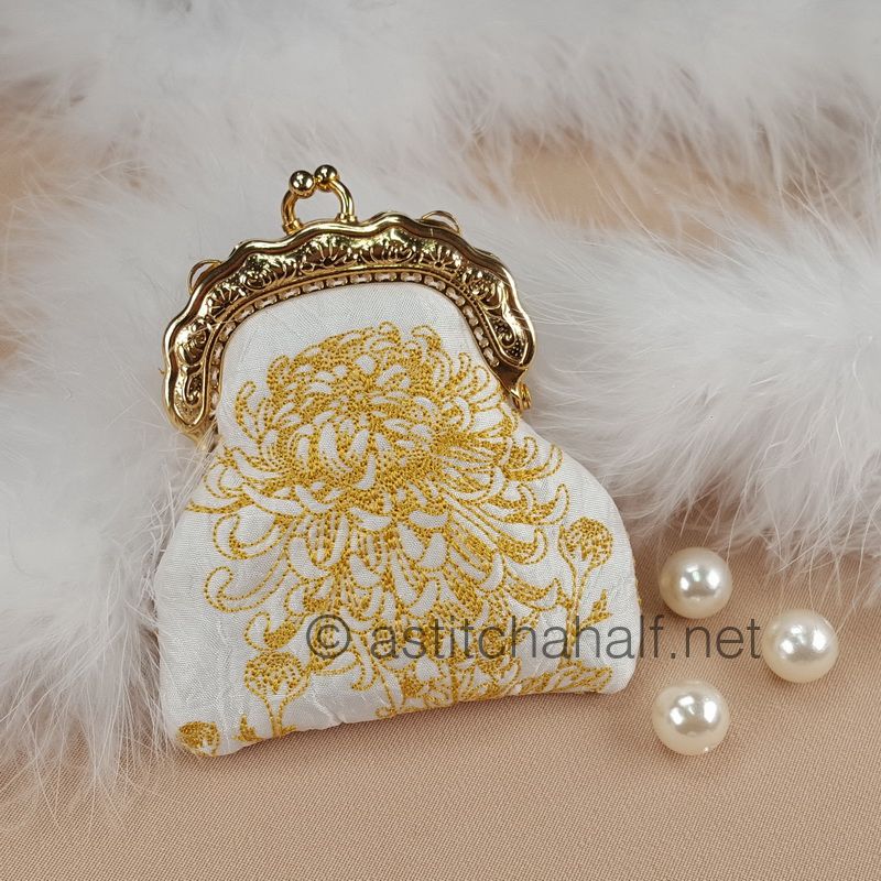 Chrysanthemum Coin Purse with Metal Clip - a-stitch-a-half