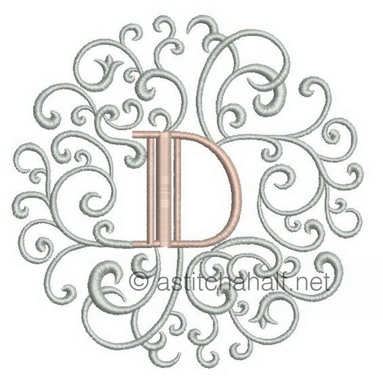 Rococo Dreams Monogram Letters D - a-stitch-a-half