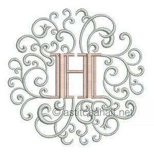 Rococo Dreams Monogram Letters H - a-stitch-a-half