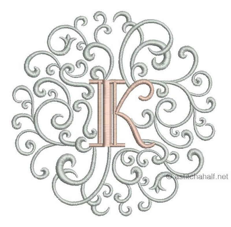 Rococo Dreams Monogram Letters K - a-stitch-a-half