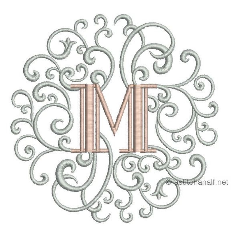 Rococo Dreams Monogram Letters M - a-stitch-a-half