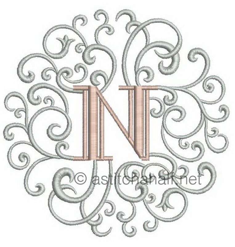 Rococo Dreams Monogram Letters N - a-stitch-a-half