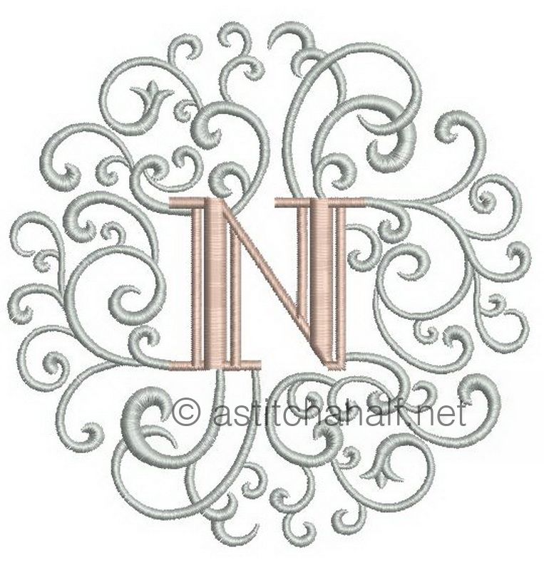 Rococo Dreams Monogram Letters N - a-stitch-a-half