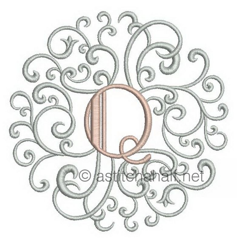 Rococo Dreams Monogram Letters Q - a-stitch-a-half