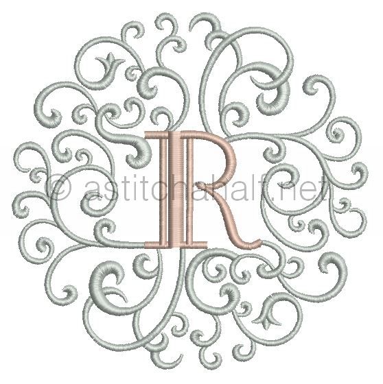 Rococo Dreams Monogram Letters R - a-stitch-a-half
