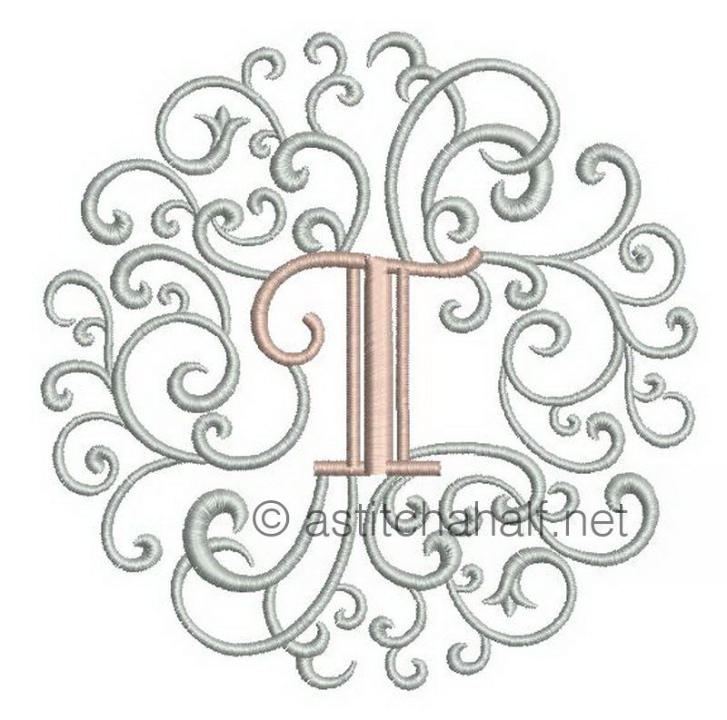 Rococo Dreams Monogram Letters T - a-stitch-a-half