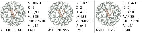 Rococo Dreams Monogram Letters V - a-stitch-a-half
