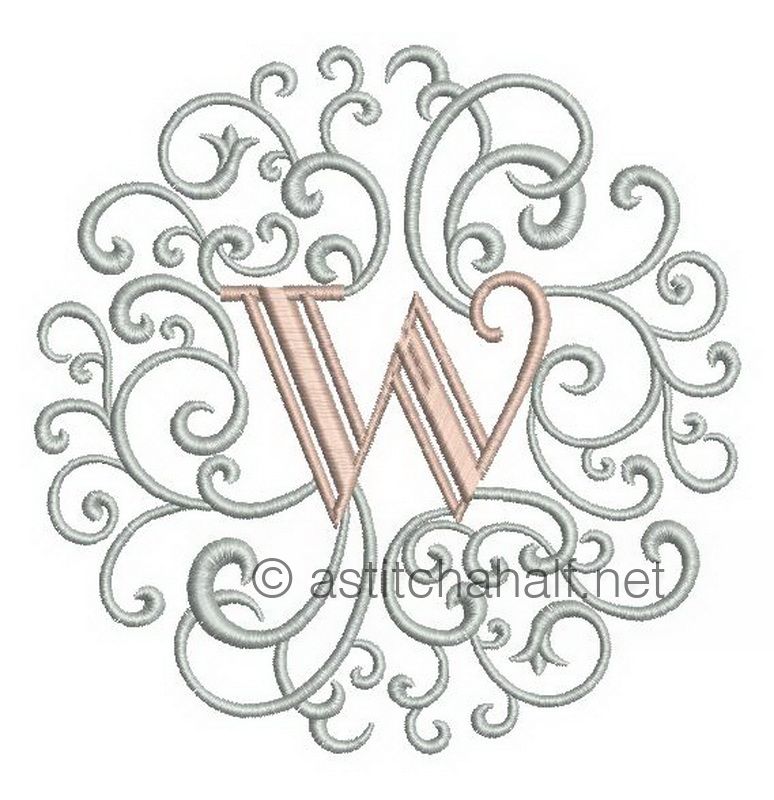 Rococo Dreams Monogram Letters W - a-stitch-a-half