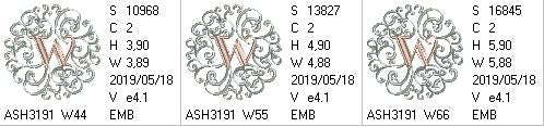 Rococo Dreams Monogram Letters W - a-stitch-a-half