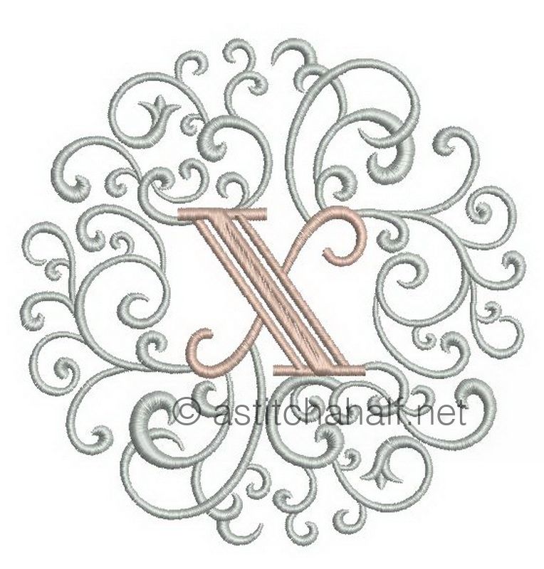 Rococo Dreams Monogram Letters X - a-stitch-a-half