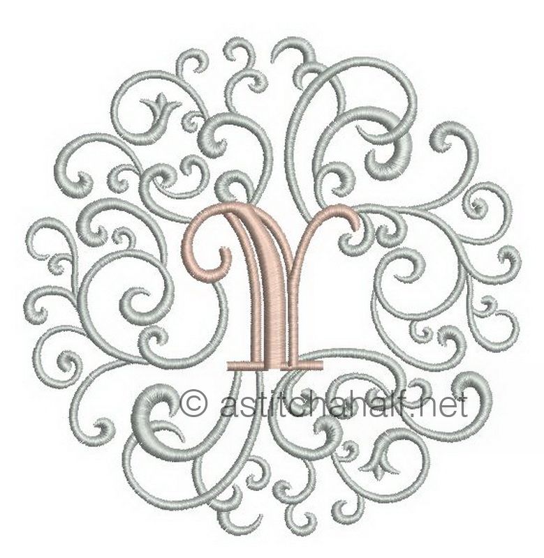Rococo Dreams Monogram Letters Y - a-stitch-a-half