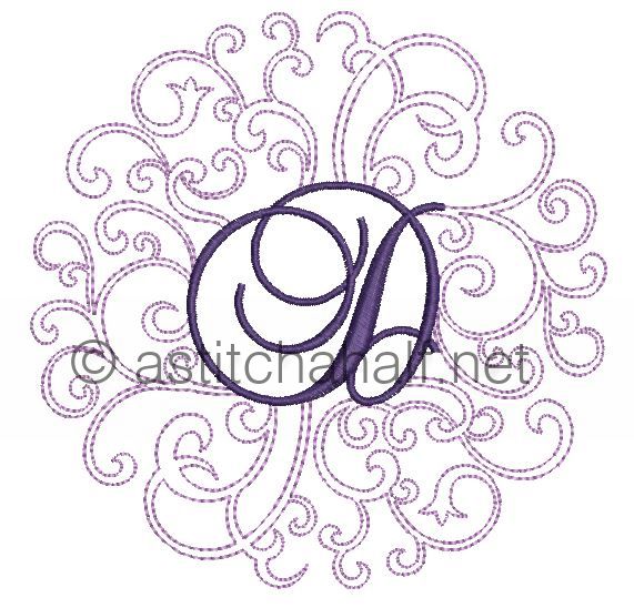 Regal Curls Monogram Letters D - a-stitch-a-half