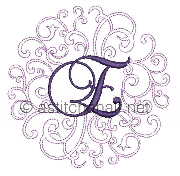 Regal Curls Monogram Letters E - a-stitch-a-half