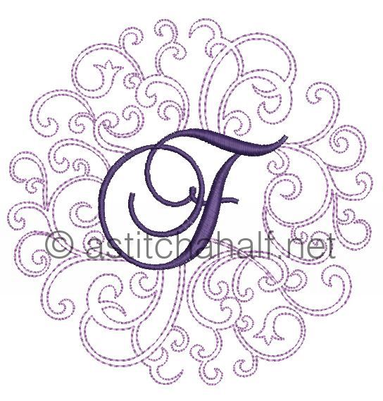 Regal Curls Monogram Letters F - a-stitch-a-half