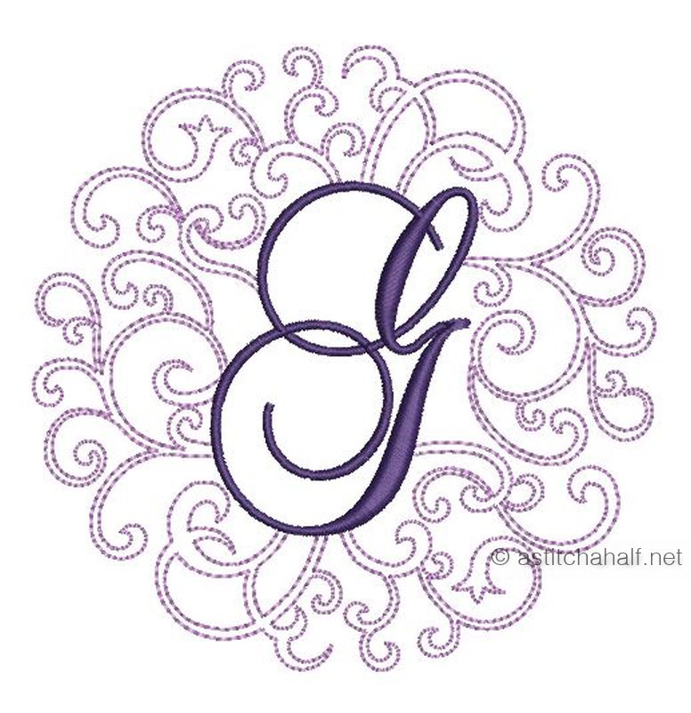 Regal Curls Monogram Letters G - aStitch aHalf