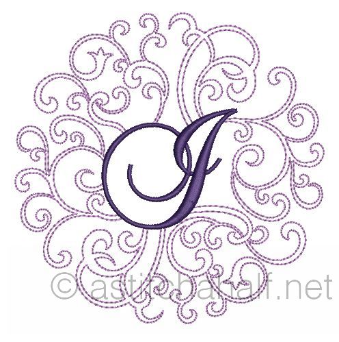Regal Curls Monogram Letters I - a-stitch-a-half