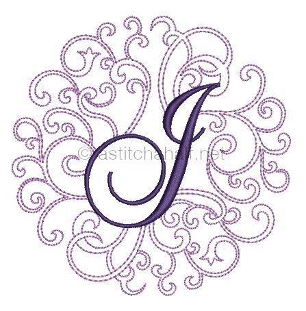 Regal Curls Monogram Letters J - aStitch aHalf