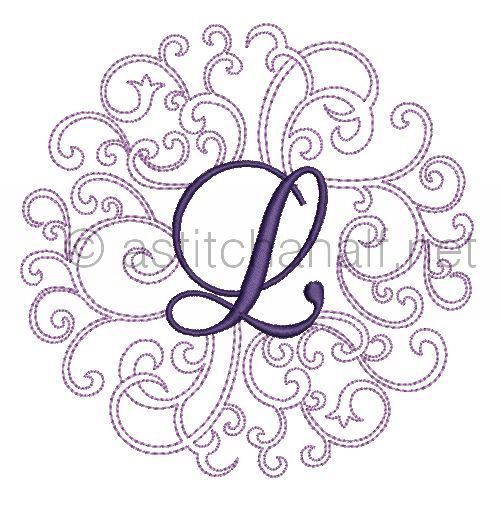 Regal Curls Monogram Letters L - a-stitch-a-half