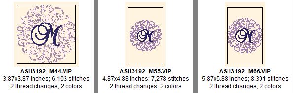 Regal Curls Monogram Letters M - a-stitch-a-half