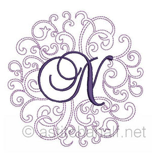 Regal Curls Monogram Letters N - a-stitch-a-half