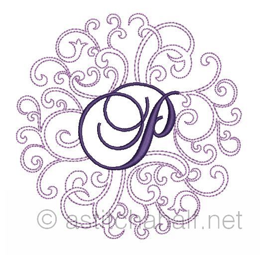 Regal Curls Monogram Letters P - a-stitch-a-half
