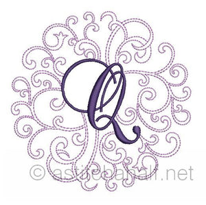 Regal Curls Monogram Letters Q - a-stitch-a-half