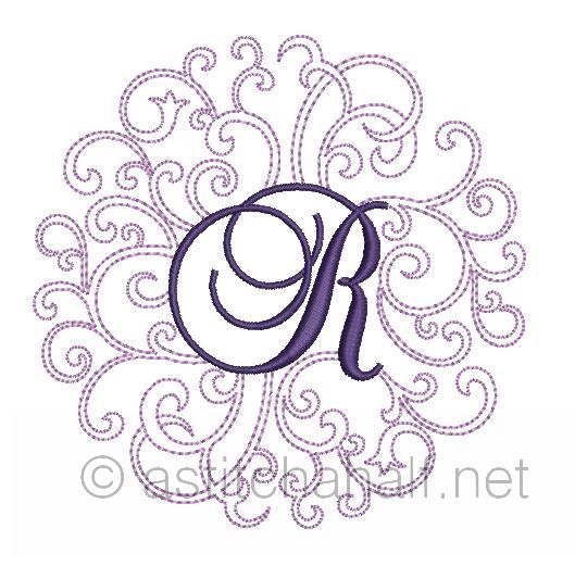 Regal Curls Monogram Letters R - a-stitch-a-half