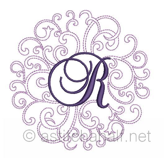 Regal Curls Monogram Letters R - aStitch aHalf