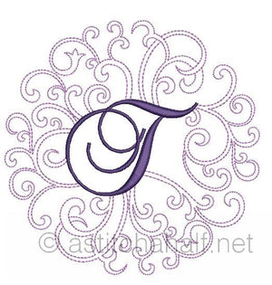 Regal Curls Monogram Letters T - a-stitch-a-half