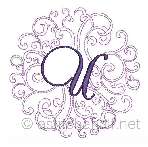 Regal Curls Monogram Letters U - a-stitch-a-half
