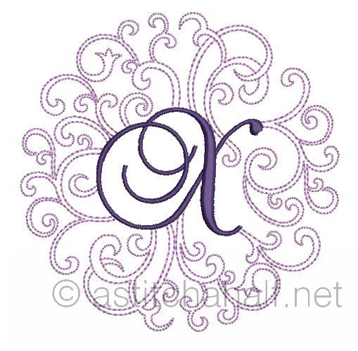 Regal Curls Monogram Letters X - a-stitch-a-half