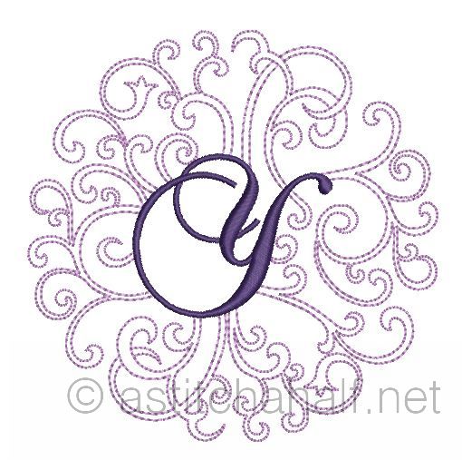 Regal Curls Monogram Letters Y - a-stitch-a-half