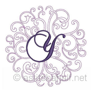 Regal Curls Monogram Letters Y - a-stitch-a-half