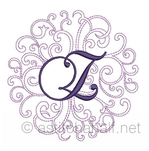 Regal Curls Monogram Letters Z - a-stitch-a-half
