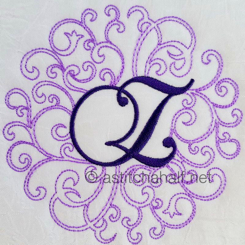 Regal Curls Monogram Letters Z - a-stitch-a-half
