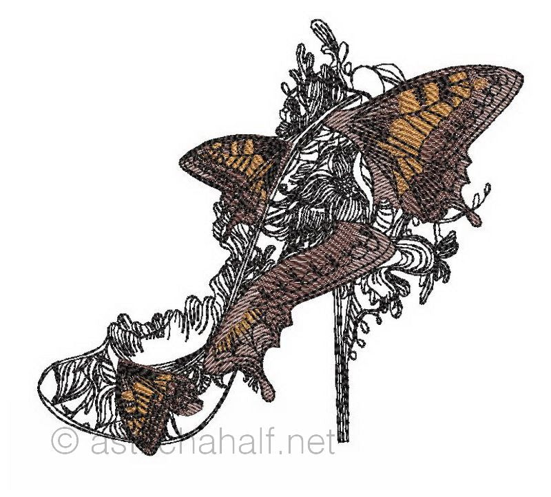 Masquerade Shoe and Butterflies - a-stitch-a-half