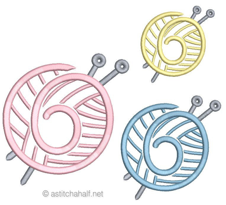 Knitting Monogram Number 6 - aStitch aHalf