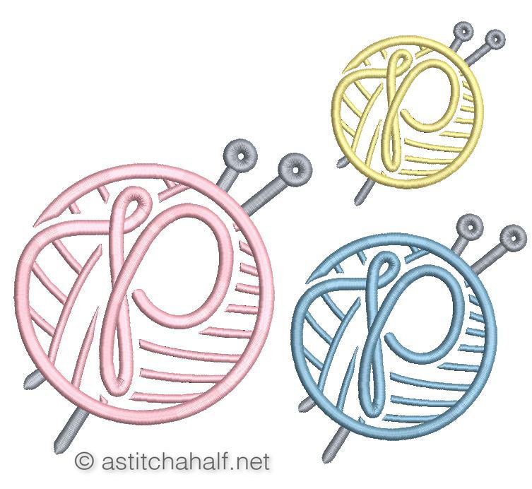 Knitting Monogram Letter P - aStitch aHalf