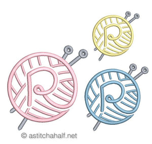 Knitting Monogram Letter R - aStitch aHalf