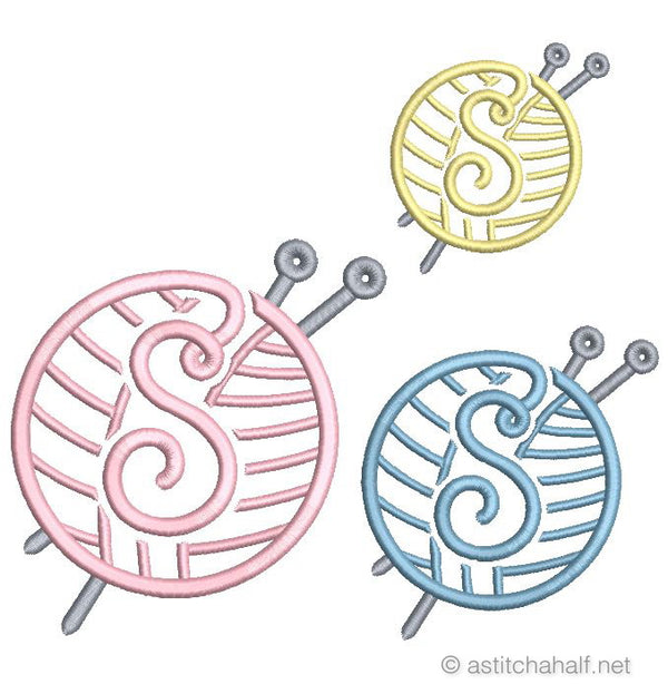 Knitting Monogram Letter S - aStitch aHalf