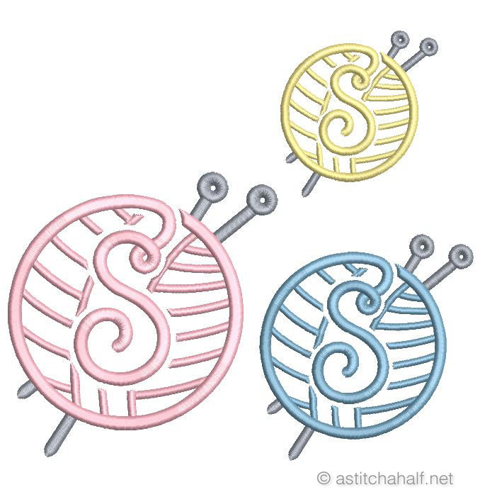 Knitting Monogram Letter S - aStitch aHalf
