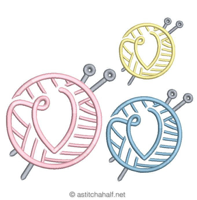 Knitting Monogram Letter V - aStitch aHalf