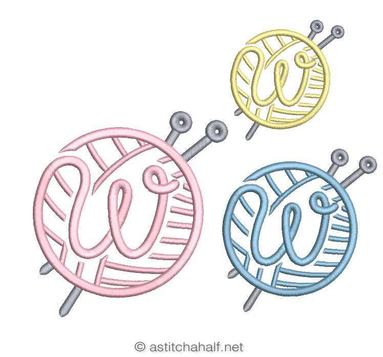 Knitting Monogram Letter W - aStitch aHalf