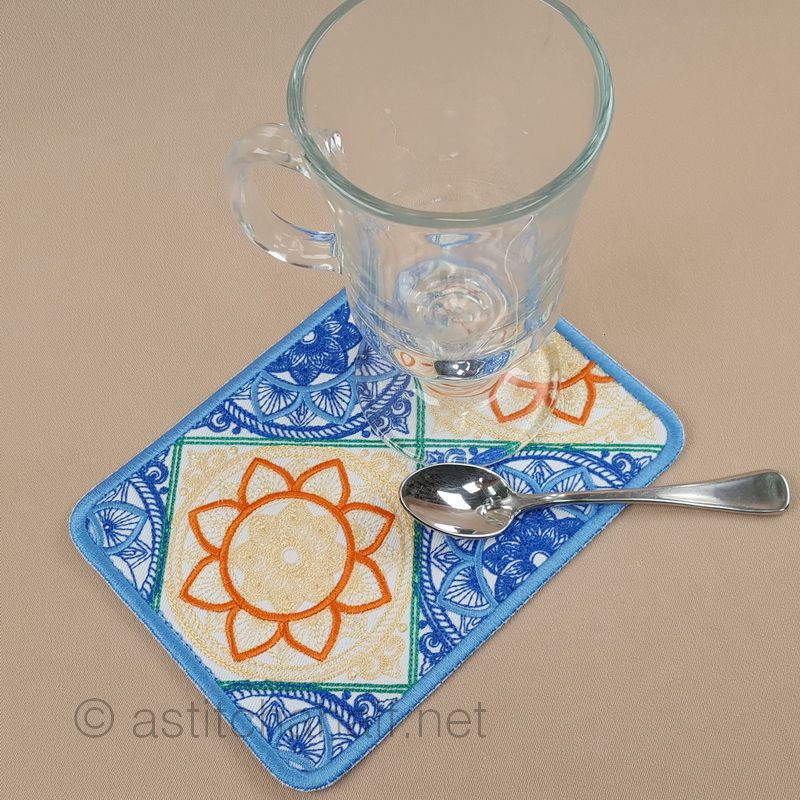 Talavera Mug Rug and Coaster set - a-stitch-a-half