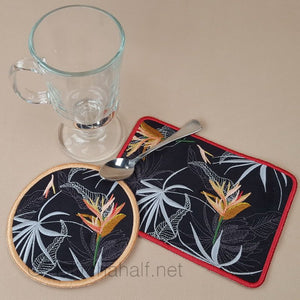 Strelitzia Mug Rug and Coaster set - a-stitch-a-half